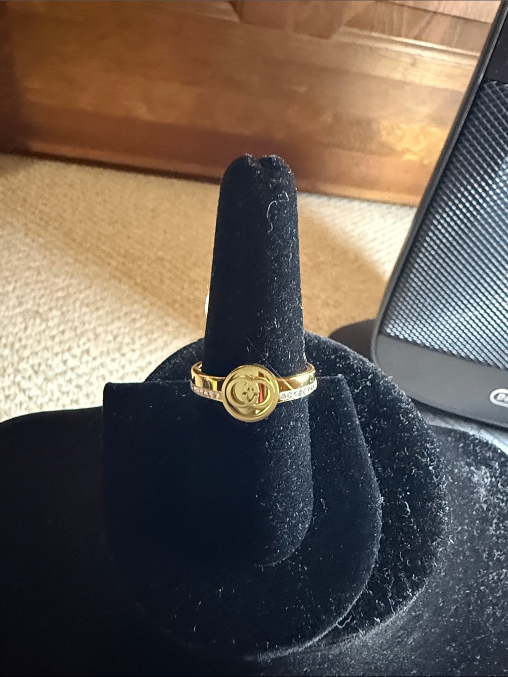 Gold Tone Women's Logo Accent Ring - Unbranded